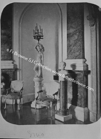 COPIES OF OLD PHOTOS LENT BY LORD CASTLEROSSE  ROUND HALL WITH STATUE OF EVE